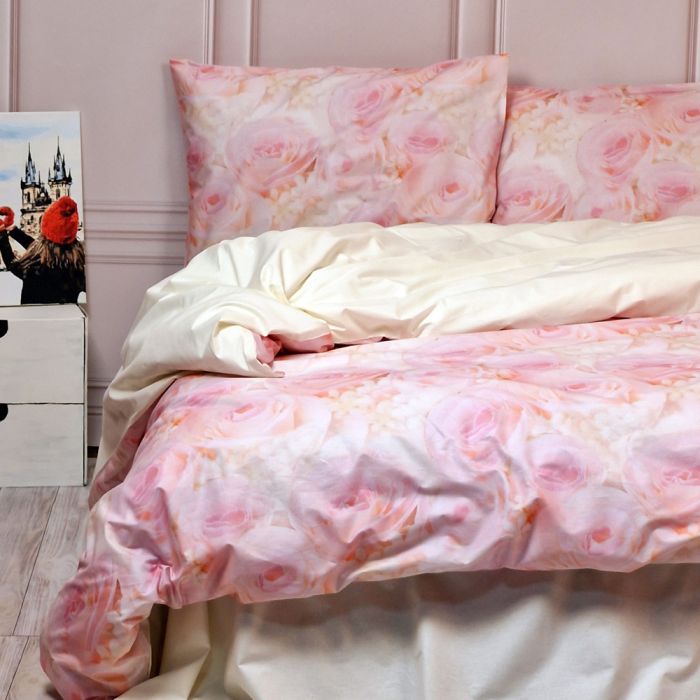 Постільна білизна Трояндовий настрій Ранфорс MERISET - Сімейний на резинці