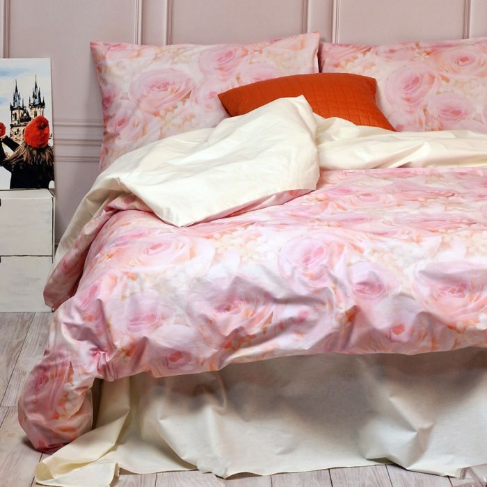 Постільна білизна Трояндовий настрій Ранфорс MERISET - Сімейний на резинці