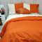 Постільна білизна PREMIERE Помаранчевий/Пломбірне морозиво Ранфорс MERISET - Сімейний на резинці