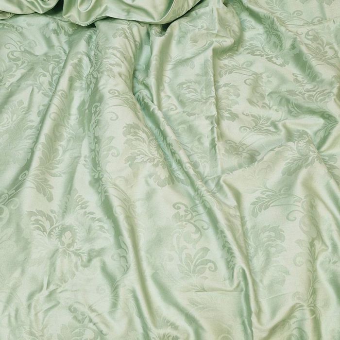Постільна білизна GREEN FOG DAMASK Жакард MERISET - Сімейний на резинці