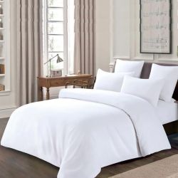 Постільна білизна Біла Бязь Люкс MERISET - Сімейний на резинці