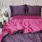 Постільна білизна ДУЕТ VIOLET FLOWER/BERRY Premium Сатин однотон MERISET - Сімейний на резинці