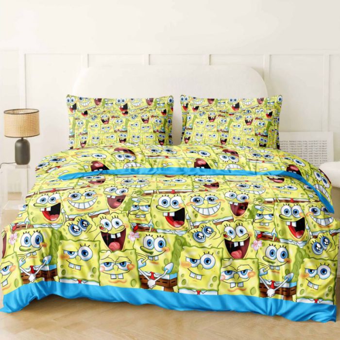 Постільна білизна Губка Боб Бязь Люкс MERISET - Сімейний на резинці
