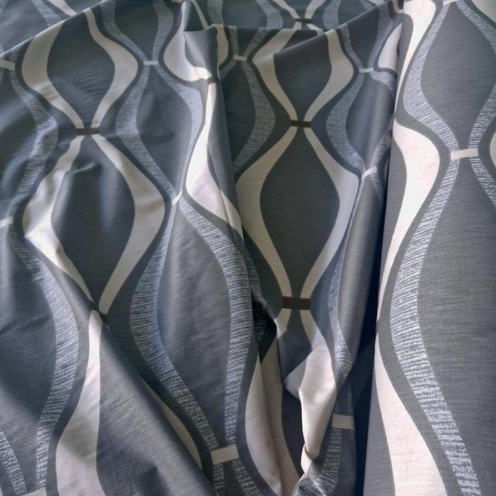 Постільна білизна Сіра хвиля Сатин MERISET - Сімейний на резинці