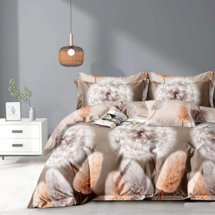 Постільна білизна Ніжна кульбабка Сатин MERISET - Сімейний на резинці