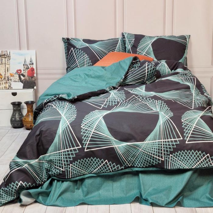 Постільна білизна Графіті Сатин MERISET - Сімейний на резинці