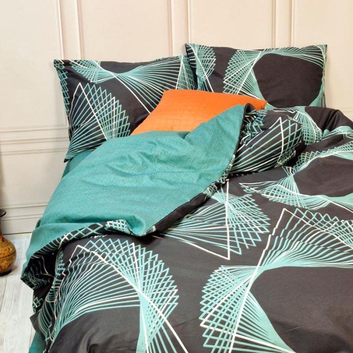 Постільна білизна Графіті Сатин MERISET - Сімейний на резинці