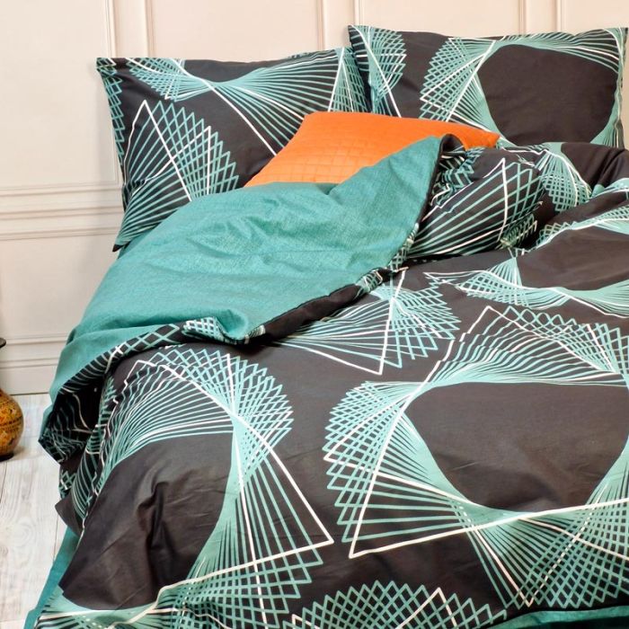 Постільна білизна Графіті Сатин MERISET - Сімейний на резинці