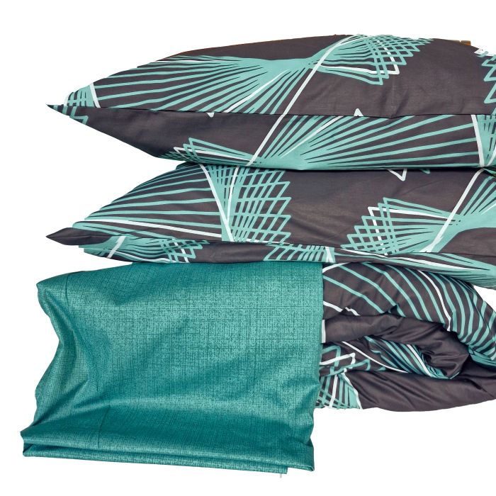 Постільна білизна Графіті Сатин MERISET - Сімейний на резинці