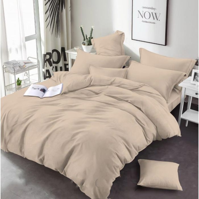 Постільна білизна Бежева однотонна Бязь MERISET - Сімейний на резинці