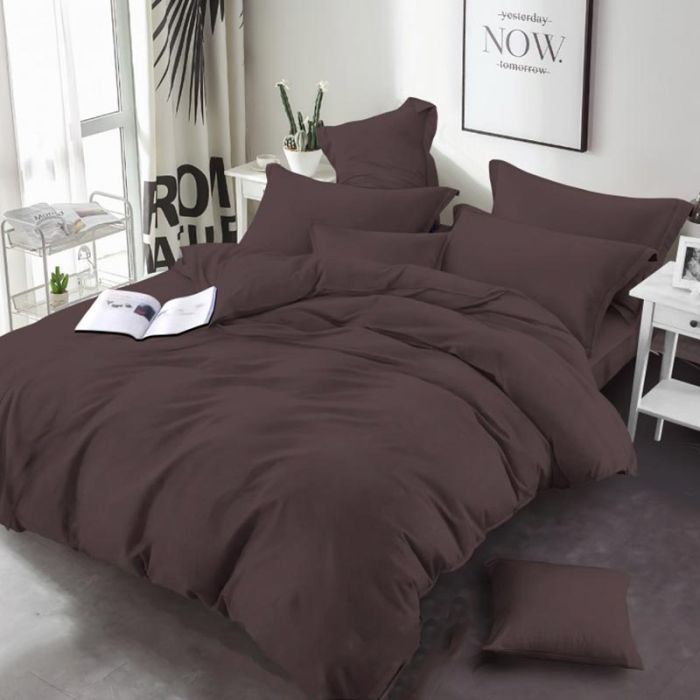 Постільна білизна Коричнева однотонна Бязь MERISET - Сімейний на резинці