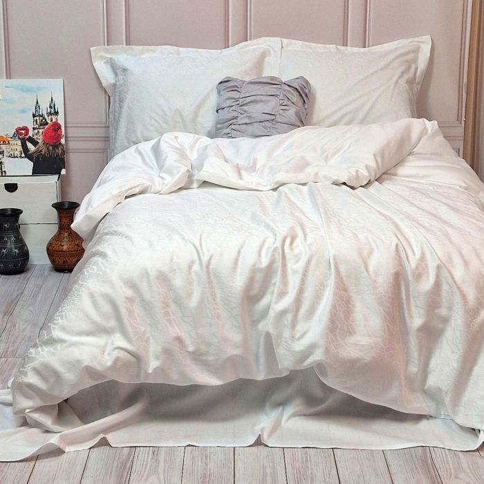 Постільна білизна Жакард IVORY ELEGANT сатин MERISET - Сімейний на резинці