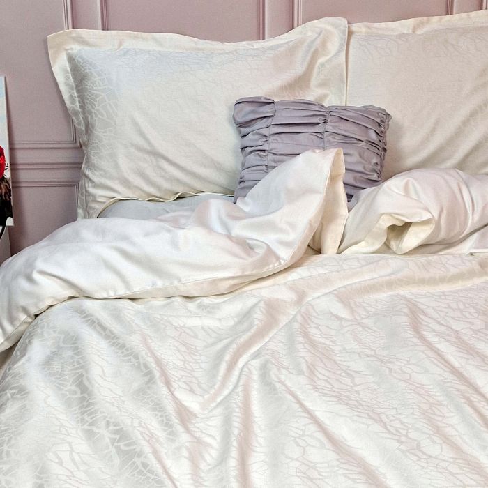 Постільна білизна Жакард IVORY ELEGANT сатин MERISET - Сімейний на резинці