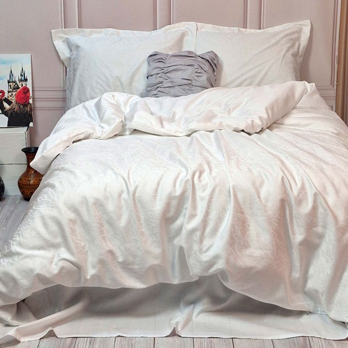 Постільна білизна Жакард IVORY ELEGANT сатин MERISET - Сімейний на резинці