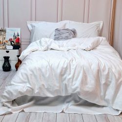 Постільна білизна Жакард WHITE ELEGANT сатин MERISET - Сімейний на резинці