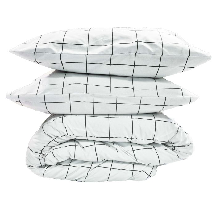 Постільна білизна Тартан білий ранфорс MERISET - Сімейний на резинці