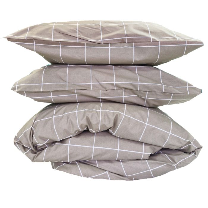 Постільна білизна Тартан бежевий ранфорс MERISET - Сімейний на резинці