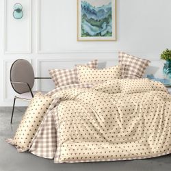 Постільна білизна Сатин Картаті сердечка MERISET - Сімейний на резинці