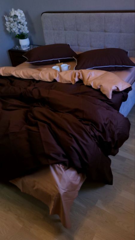 Сатин однотонний №154+№165, з кантом (Полуторний)