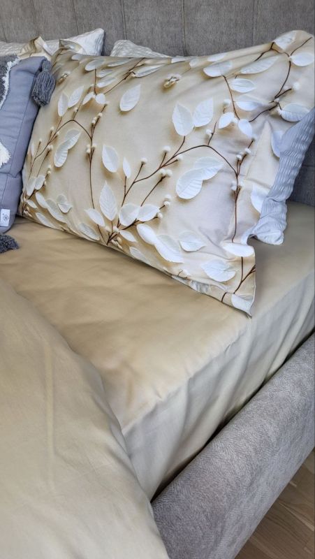 Сатин PREMIUM, LEAVES (Полуторний)