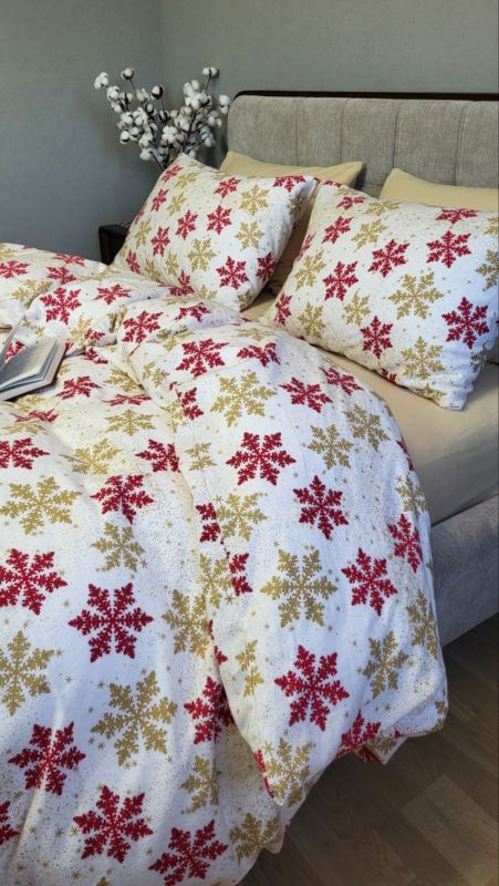 Сніжинка жовт./бежевий пісок, Turkish flannel (Полуторний)