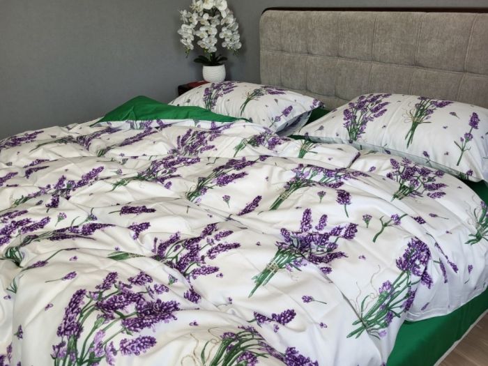 Сатин PREMIUM, LAVENDER GREEN підк. Цільн. (Полуторний)