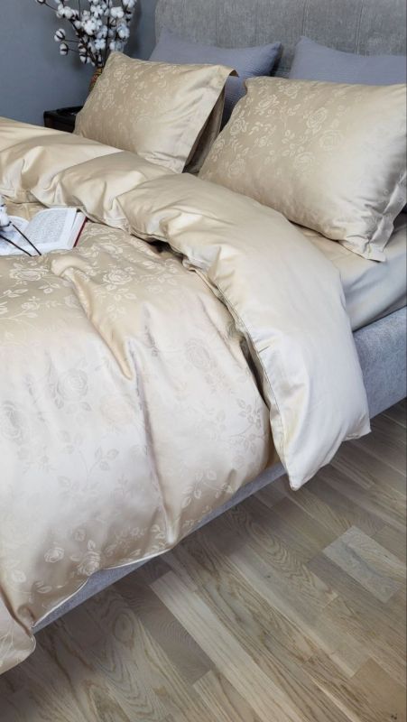 Сатин JACQUARD, ROSE BEIGE нав. 50*70см (Євро)