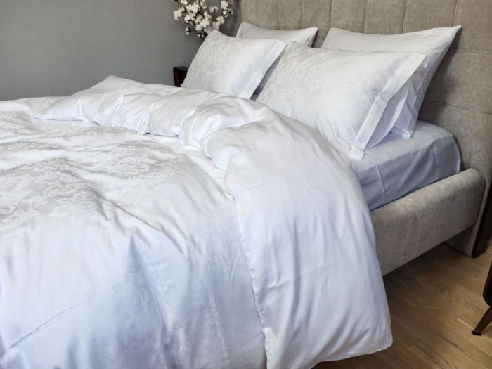 Сатин JACQUARD, TIARA WHITE (Полуторний)