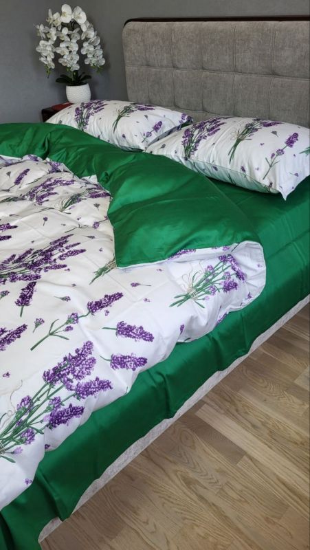 Сатин PREMIUM, LAVENDER GREEN підк. Цільн. (Полуторний)