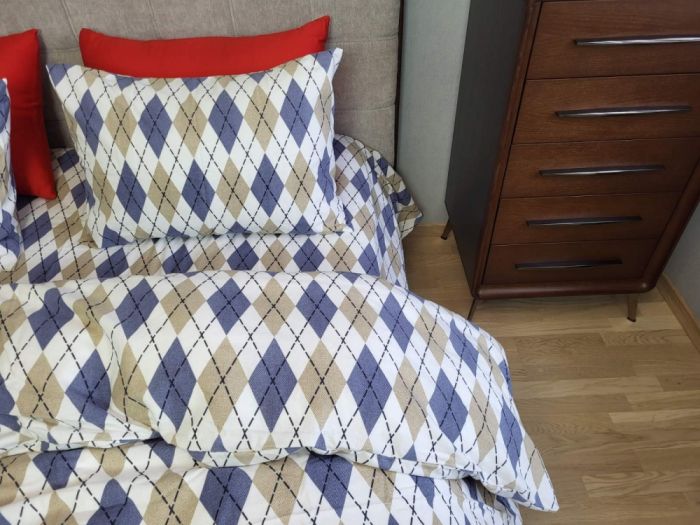 Ромб синій, Turkish flannel (Полуторний)