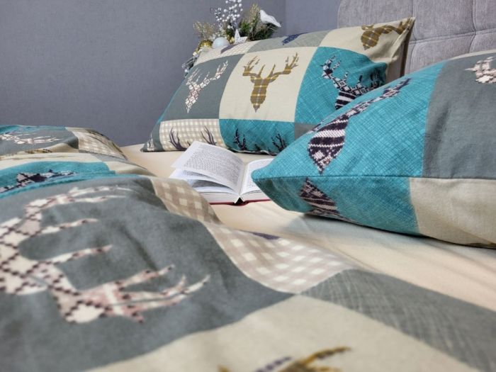 Трофей бірюза/св.беж, Turkish flannel (Полуторний)