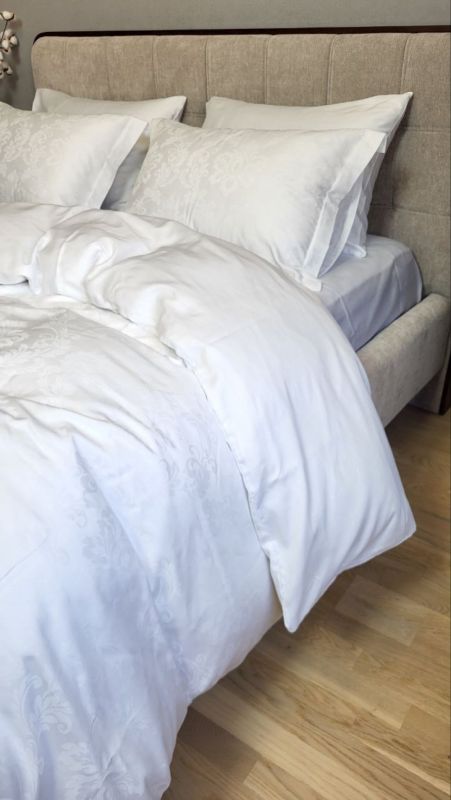 Сатин JACQUARD, TIARA WHITE (Полуторний)