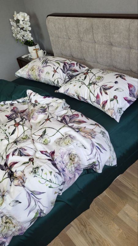 Сатин PREMIUM, PEONIES (Полуторний)