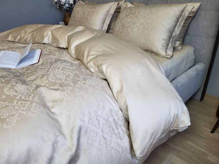 Сатин JACQUARD, CASPE BEIGE (Євро)