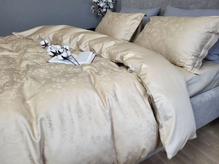 Сатин JACQUARD, ROSE BEIGE нав. 50*70см (Євро)