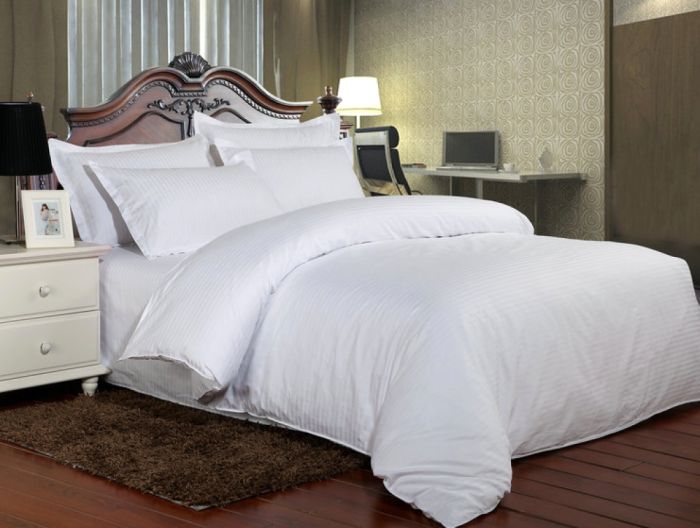 Сатин Stripe PREMIUM VIP, WHITE 1/1см (Полуторний)