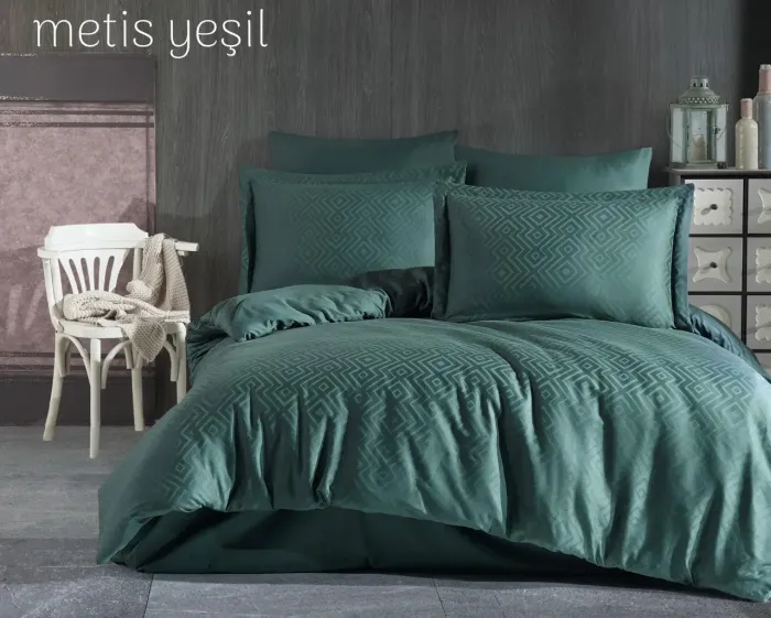 Двоспальний Євро комплект Tivo Home Metis Yesil Жаккард
