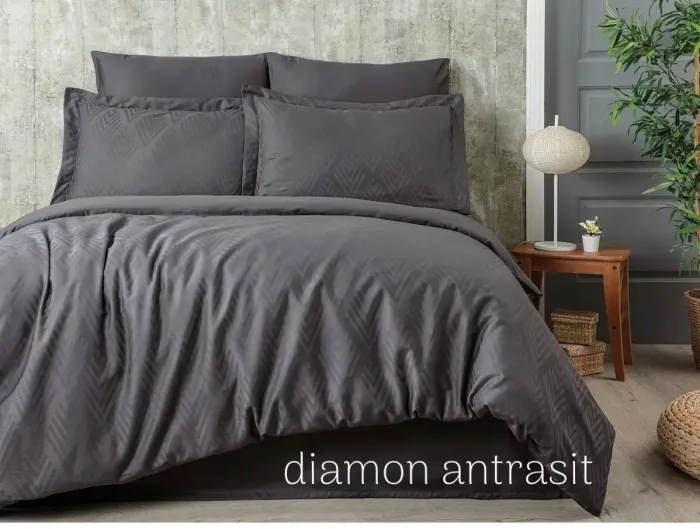 Двоспальний Євро комплект Tivo Home Diamon Antrasit Жаккард