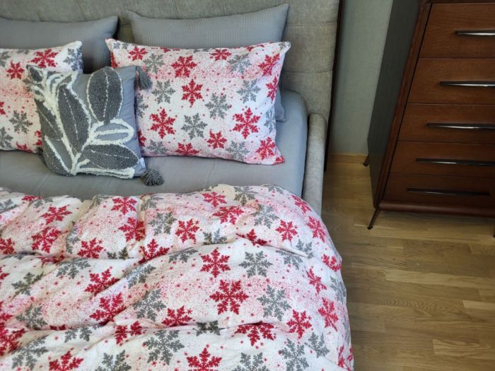 Сніжинка сіра/сірий, Turkish flannel (Полуторний)