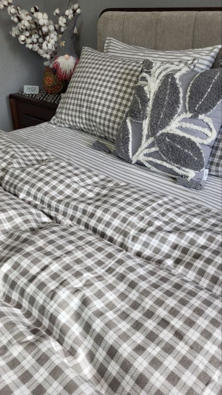 Клітинка/смужка, Turkish flannel нав 50*70см, підк двустор (Полуторний)