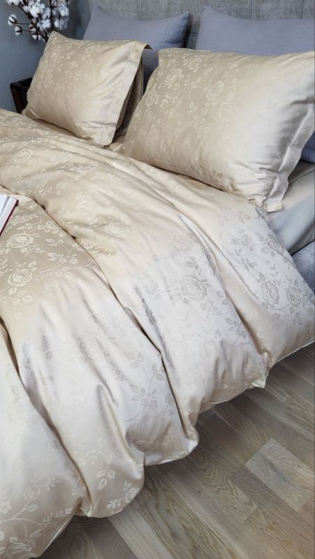 Сатин JACQUARD, ROSE BEIGE нав. 50*70см (Євро)