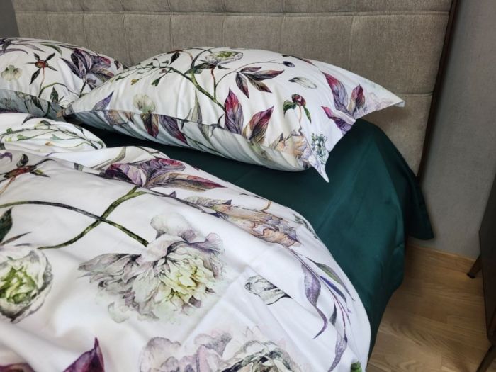 Сатин PREMIUM, PEONIES (Полуторний)