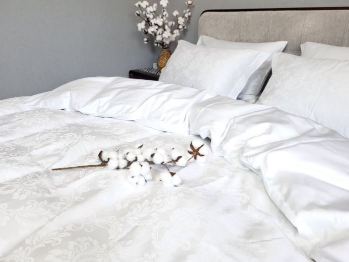 Сатин JACQUARD, TIARA WHITE (Полуторний)