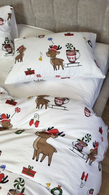 Гостинці/білий, Turkish flannel (Полуторний)