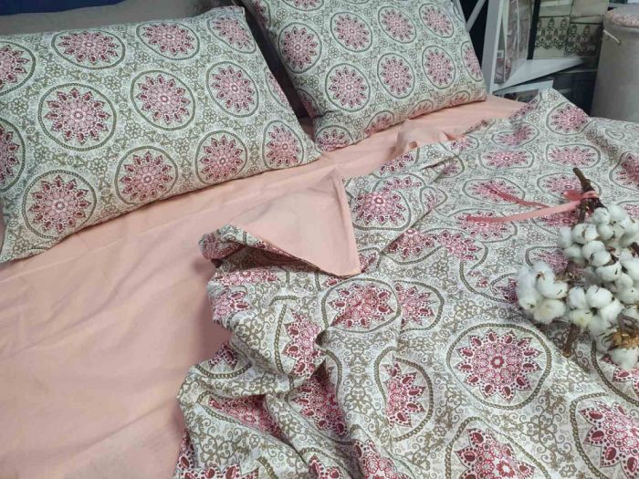 Етно оранж, ранфорс Двостор. 50/70 нав. (Полуторний)