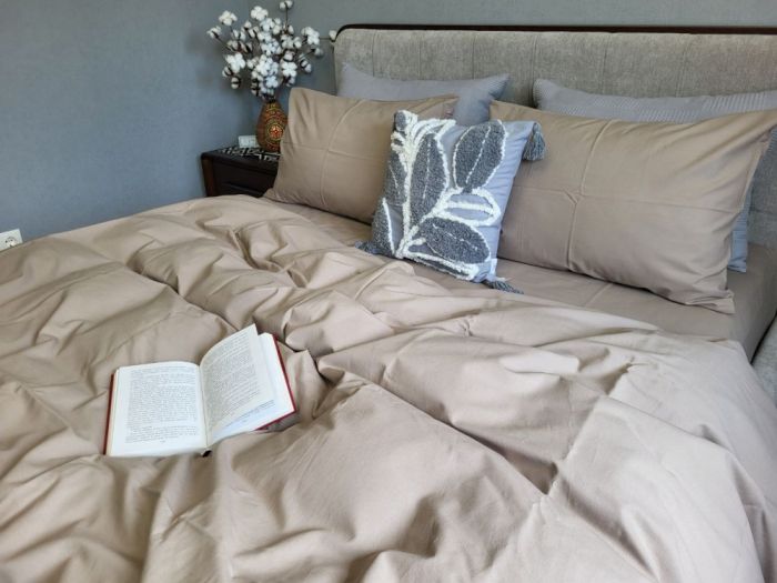 Бежевий, бязь PREMIUM (Полуторний)