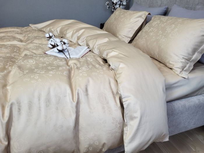 Сатин JACQUARD, ROSE BEIGE нав. 50*70см (Євро)