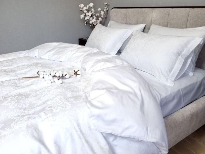 Сатин JACQUARD, TIARA WHITE (Полуторний)