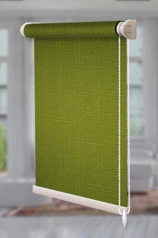 Рулонна штора Льон відкритого типу Зелений (Len-RSS-01-4898)