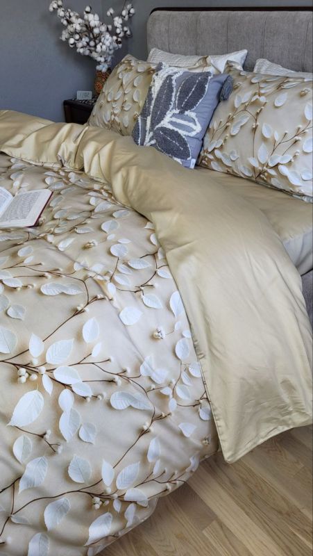 Сатин PREMIUM, LEAVES (Полуторний)